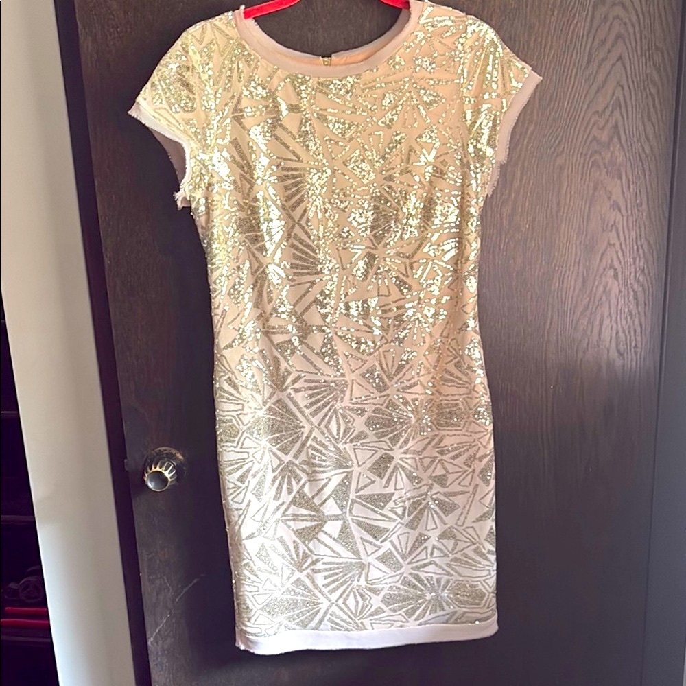 Vince Camuto Rose Gold Sequin Embellished Dress Size 12
